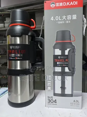 D.KADI 4.0L Stainless Steel Vacuum Flask –Heavy Duty Hot Cold