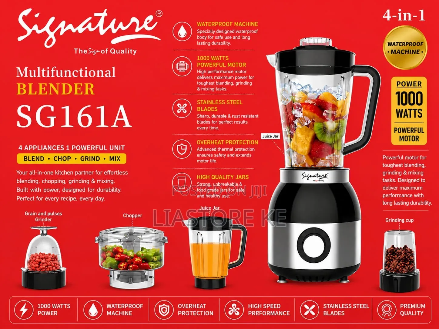 Signature SG161A 4-in-1 Multifunctional Blender 1000W