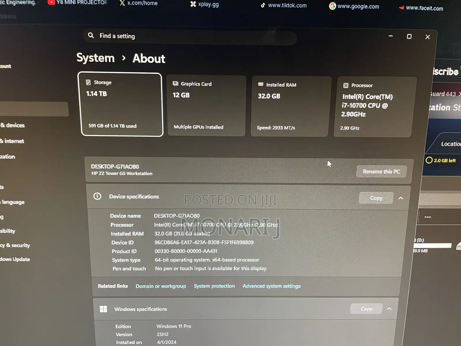Desktop Computer HP Z2 32GB Intel Core i7 HDD 1T