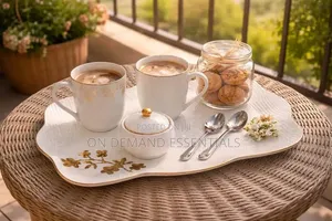 Porcelain Gold Ring Tray With Leaf Gold Detail Small