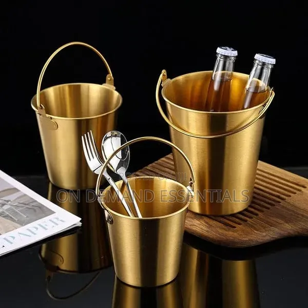Ice Cube Bucket Steel Gold