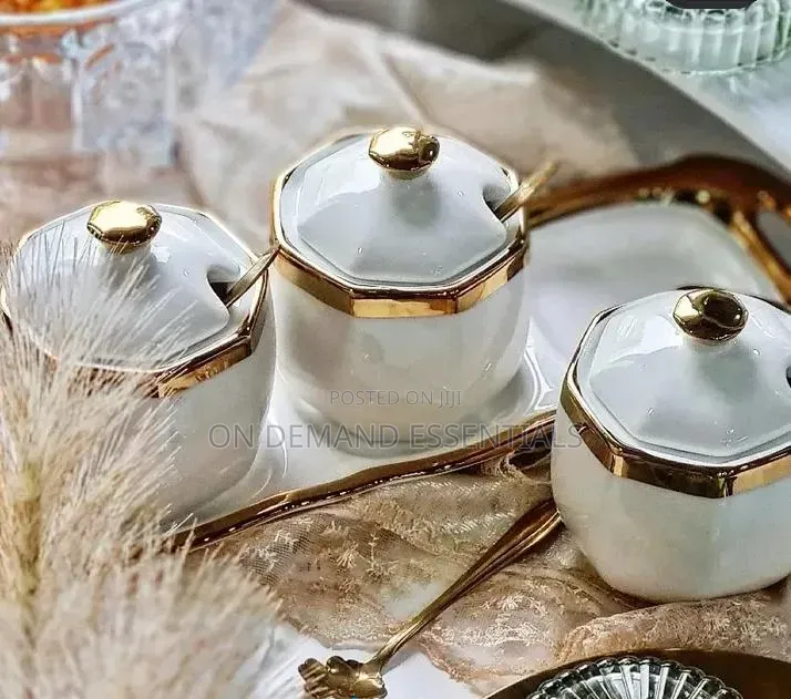 3pc Hexagonal Sugardish With Tray