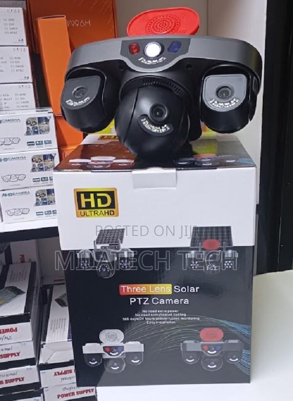 4G Solar CCTV Camera Triple Lens With Human Tracking Siren