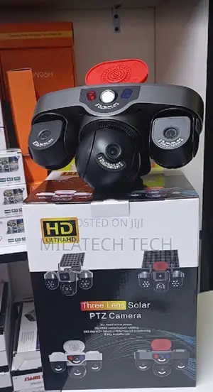 4G Solar Outdoor CCTV Camera 3 Lens With Siren Two Way Audio