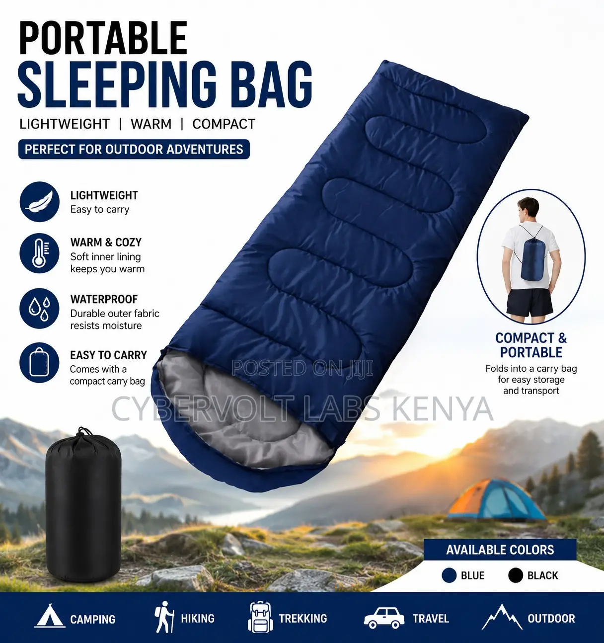Portable Waterproof Camping Sleeping Bag for Hiking Travel Outdoor