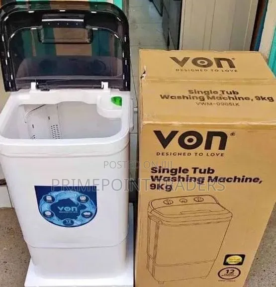 Von Washing Machine 9kg Top Load Single Tub