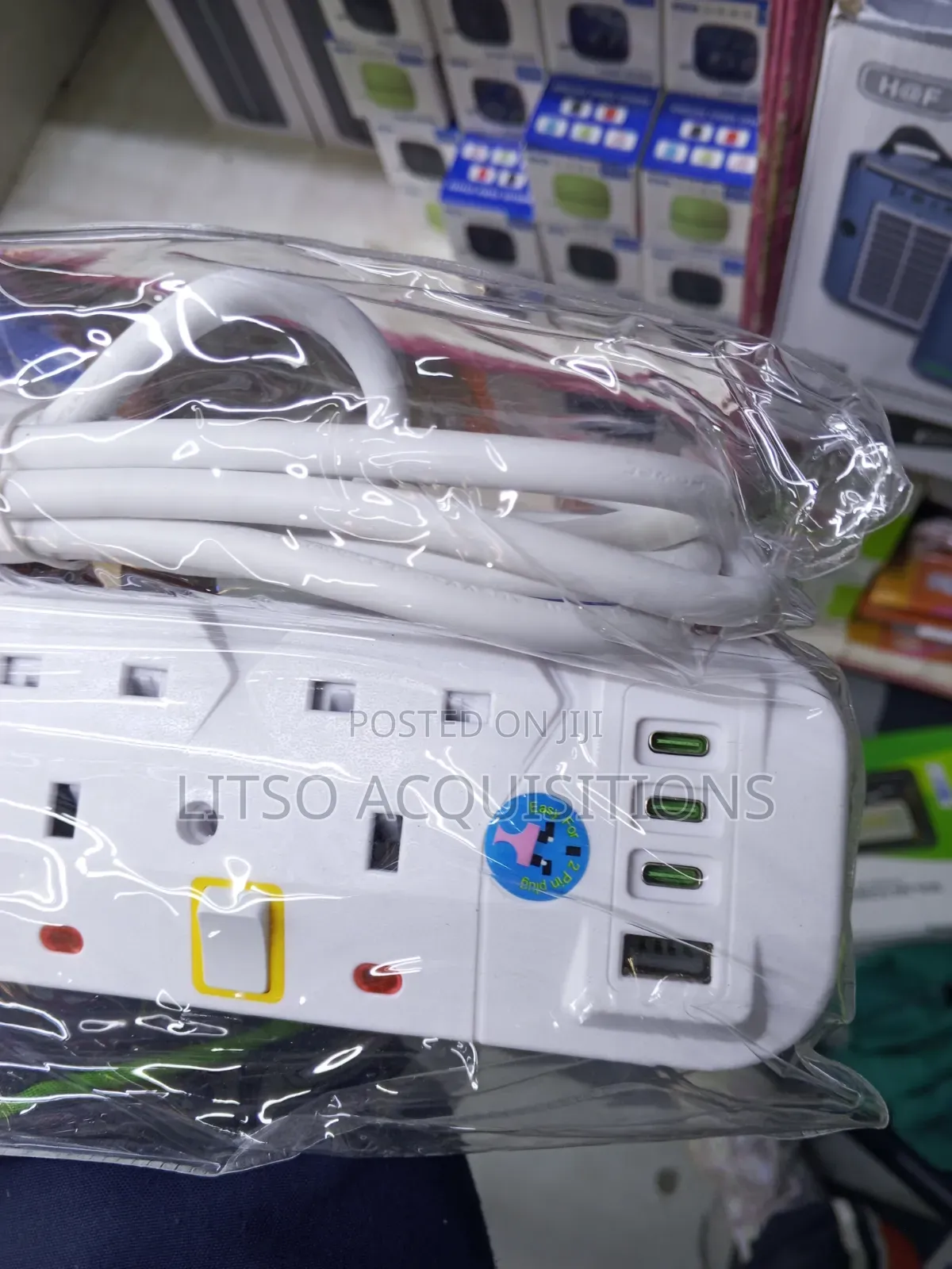 6-Way Extension Cable With 4 USB Ports Switches – Free Charging Cable