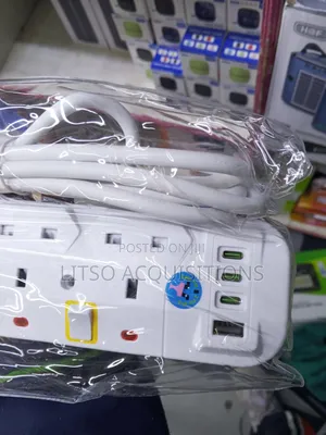 6-Way Extension Cable With 4 USB Ports Switches – Free Charging Cable
