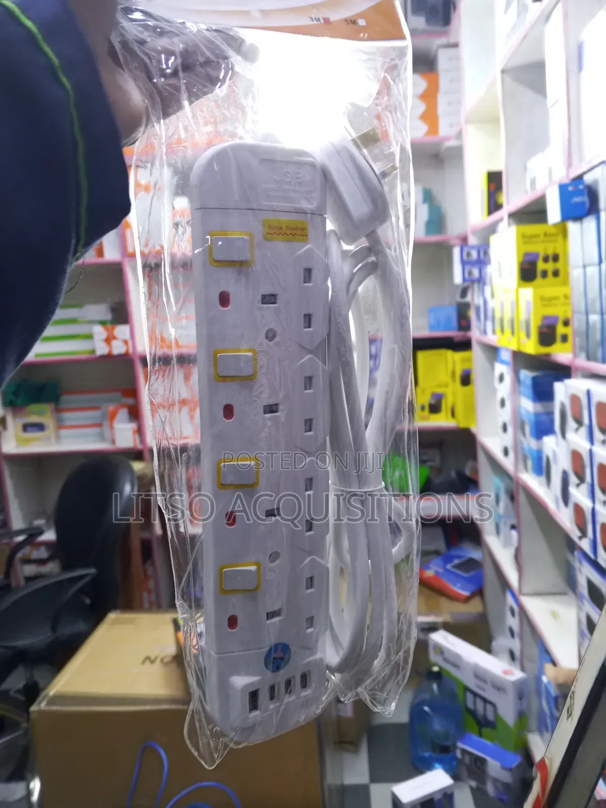 6-Way Extension Cable With 4 USB Ports Switches – Free Charging Cable