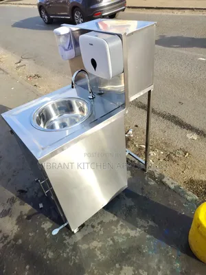 Complete Stainless‐Steel Handwashing Sink – Soap + Serviette Holder