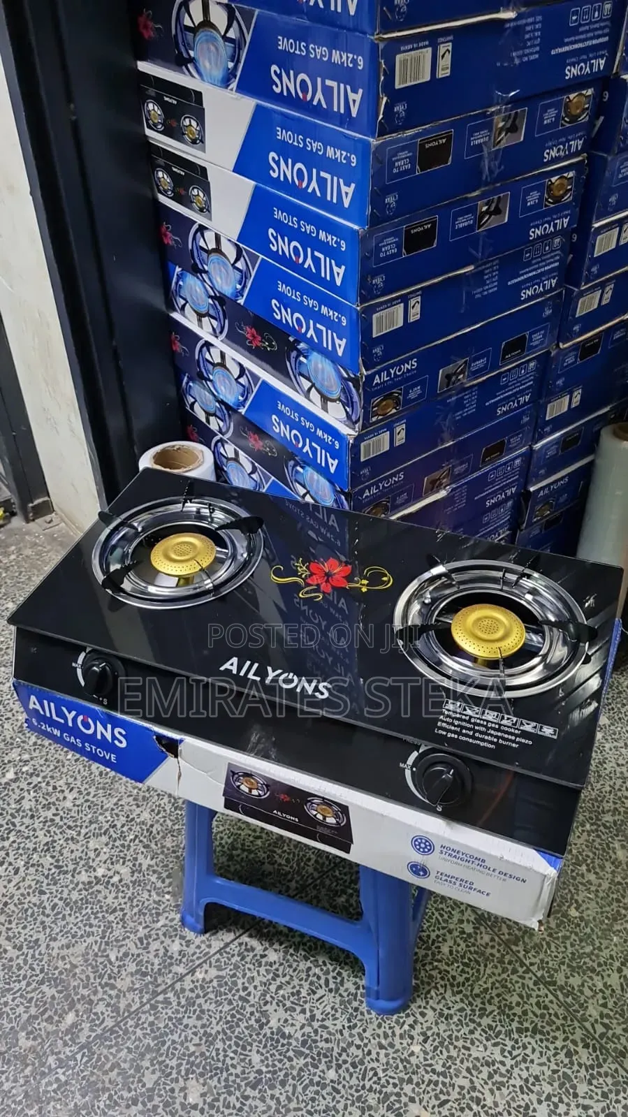 AILYONS Glass Table Top 2 Burner Gas Stove High Efficiency Portable