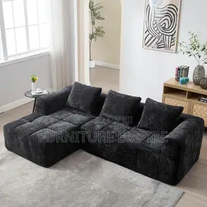 6-Seater Bubble L-Shaped Sofa — Black Modern Elegance