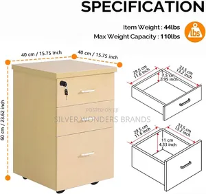 3 Drawer Modern Wooden Pedestal.