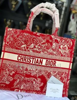 Christian Dior Toile De Jouy Book Tote in Vibrant Blue, Orange Red