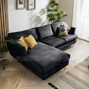 6-Seater L-Shaped Sofa — Black Velvet Luxury