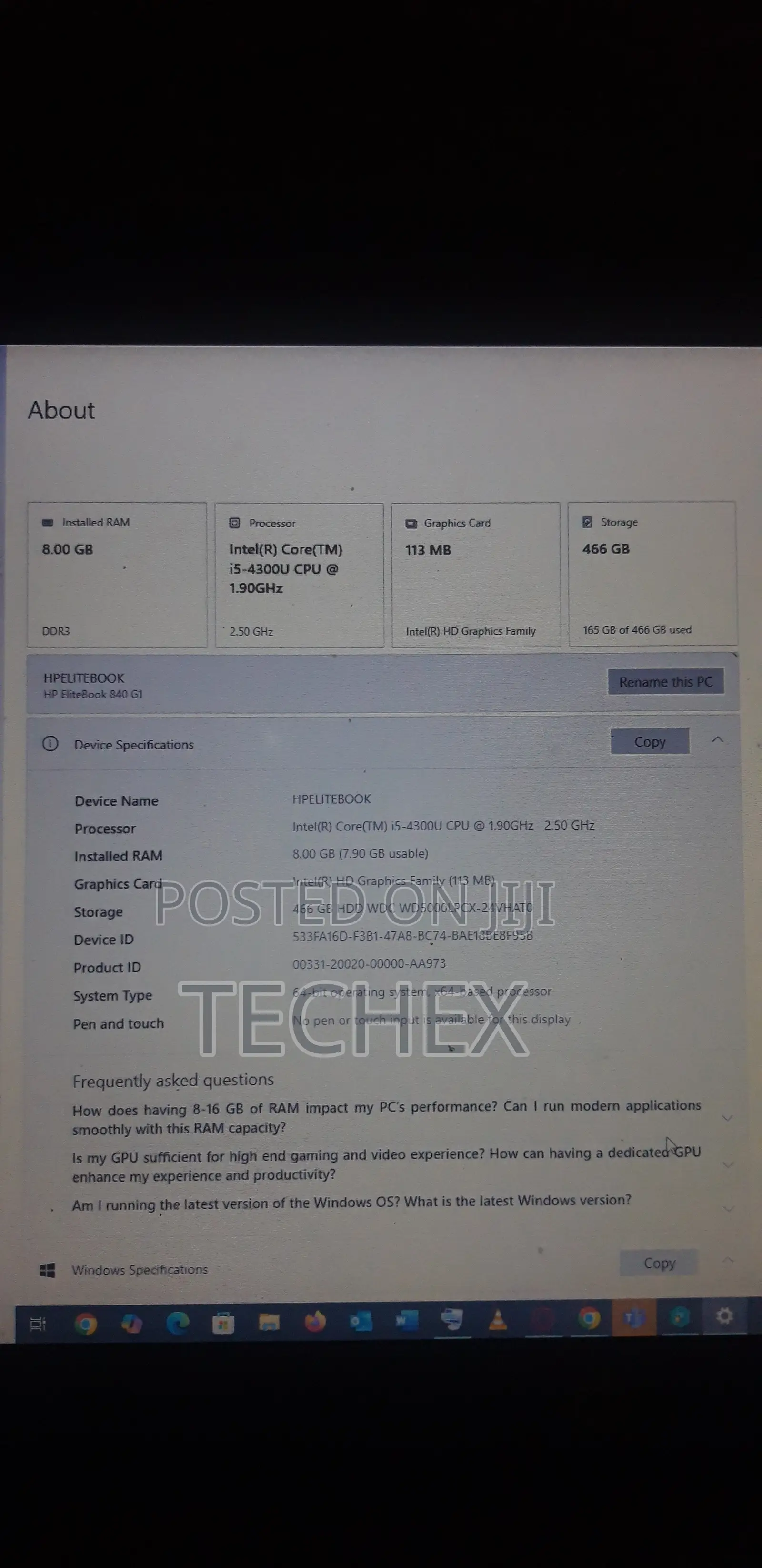 Laptop HP EliteBook 840 G3 8GB Intel Core i5 HDD+SSD 500GB