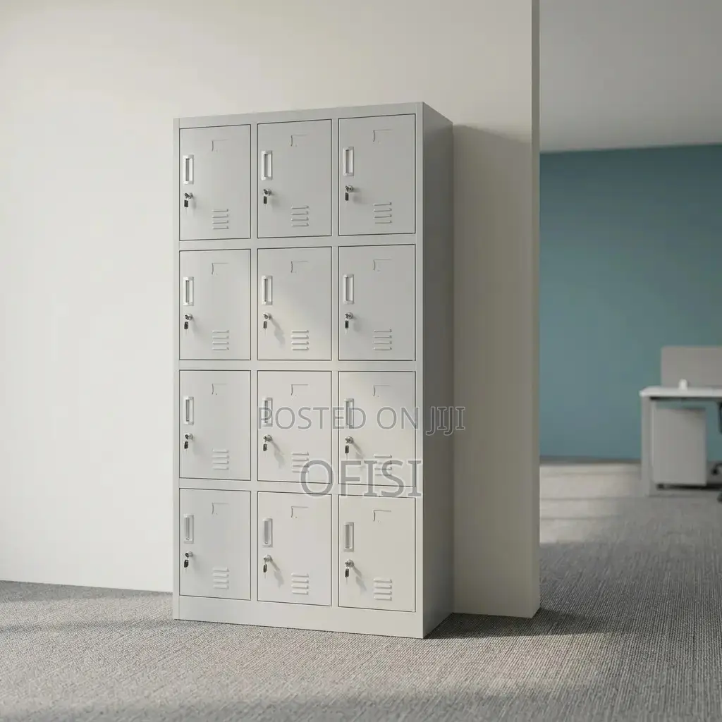 Office Cabinet; Twelve Lockers Metallic Office Cabinet