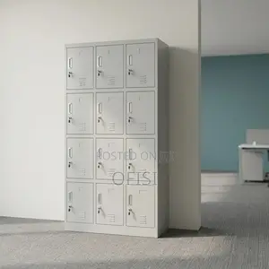 Office Cabinet; Twelve Lockers Metallic Office Cabinet