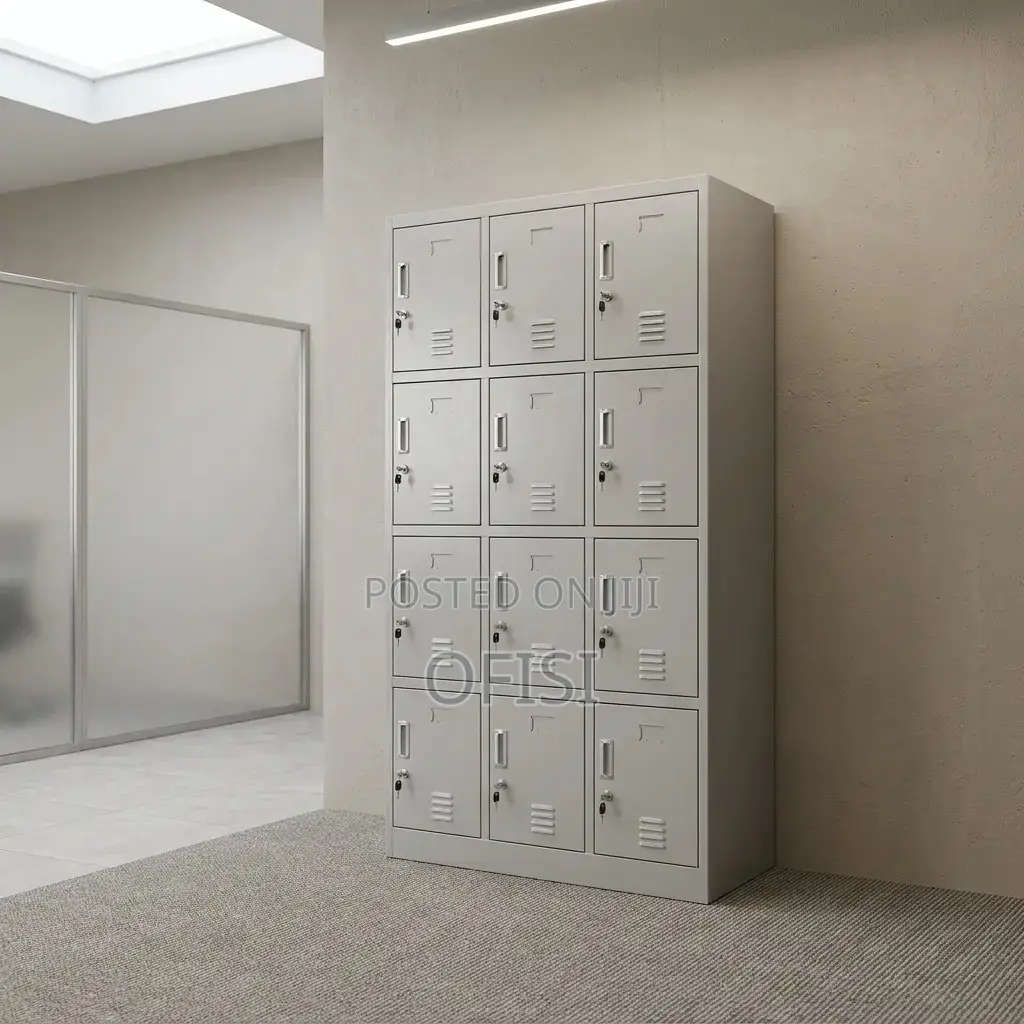 Office Cabinet; Twelve Lockers Metallic Office Cabinet