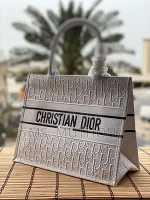 The Large Dior Book Tote in Black Dior Oblique Embossed Calfskin