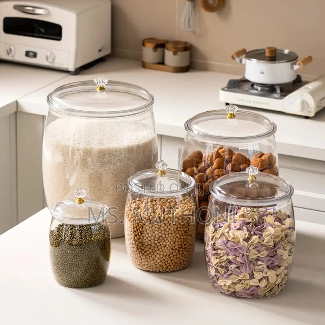 5 PCs Our Crystal-Clear Airtight Organizer Jars With Gold Accents