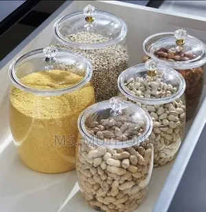 5 PCs Our Crystal-Clear Airtight Organizer Jars With Gold Accents