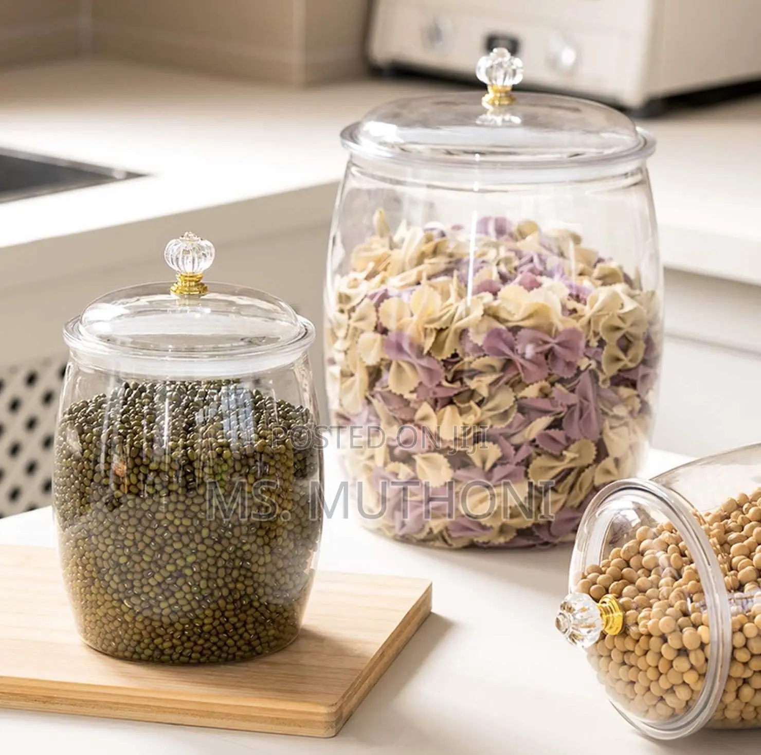 5 PCs Our Crystal-Clear Airtight Organizer Jars With Gold Accents