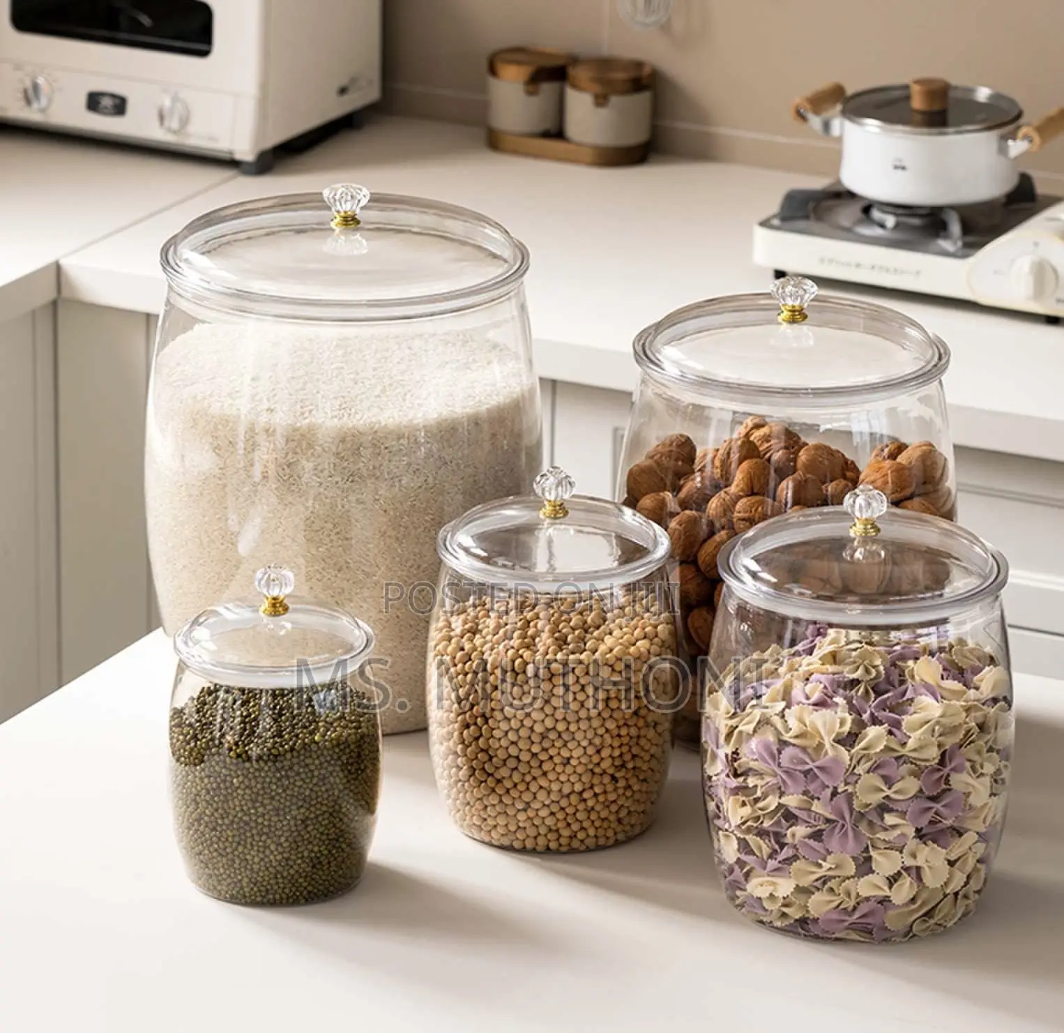 5 PCs Our Crystal-Clear Airtight Organizer Jars With Gold Accents