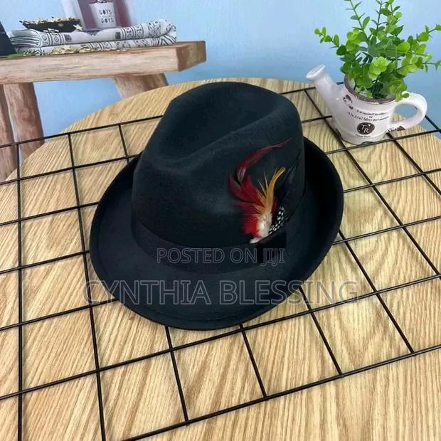 Fedora Hat With Feather Small Brim - thumbnail 4