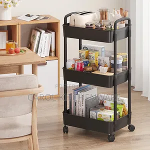 Metallic 3 Layer Trolley Rack / Multifunction Kitchen Trolley