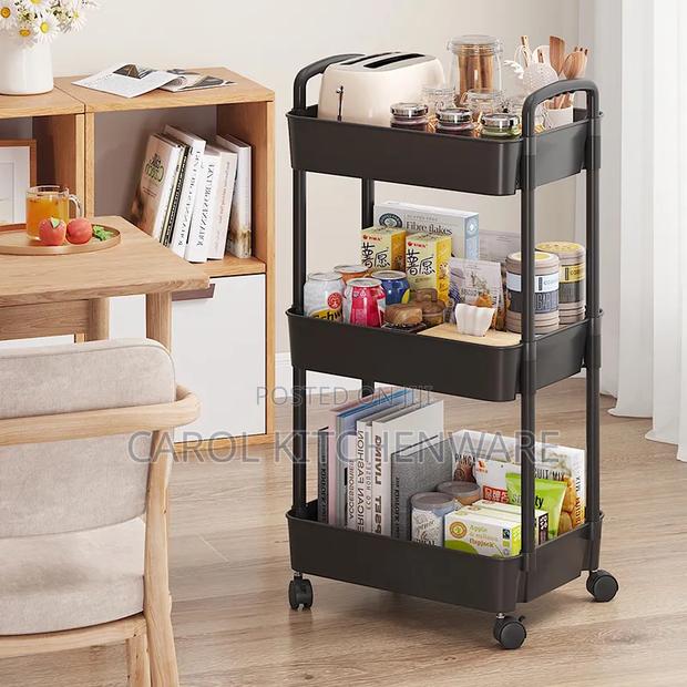 Metallic 3 Layer Trolley Rack / Multifunction Kitchen Trolley