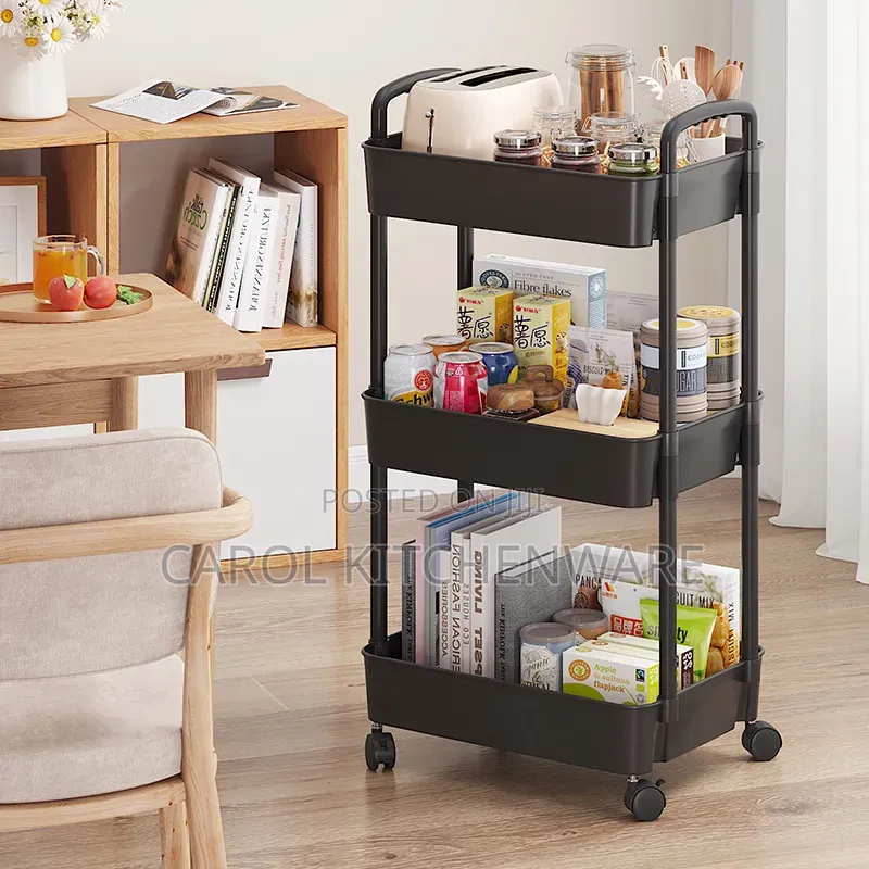Metallic 3 Layer Trolley Rack / Multifunction Kitchen Trolley