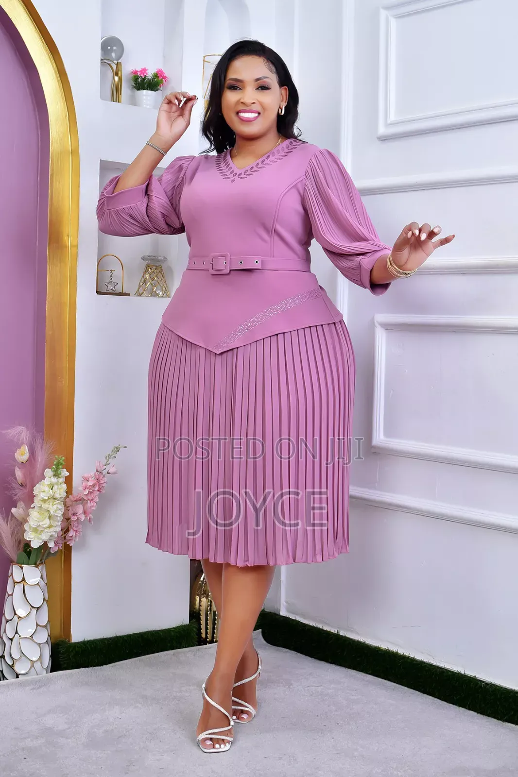 Pleated Dress With Peprum