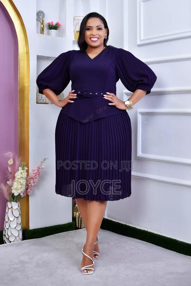 Pleated Dress With Peprum - thumbnail 3