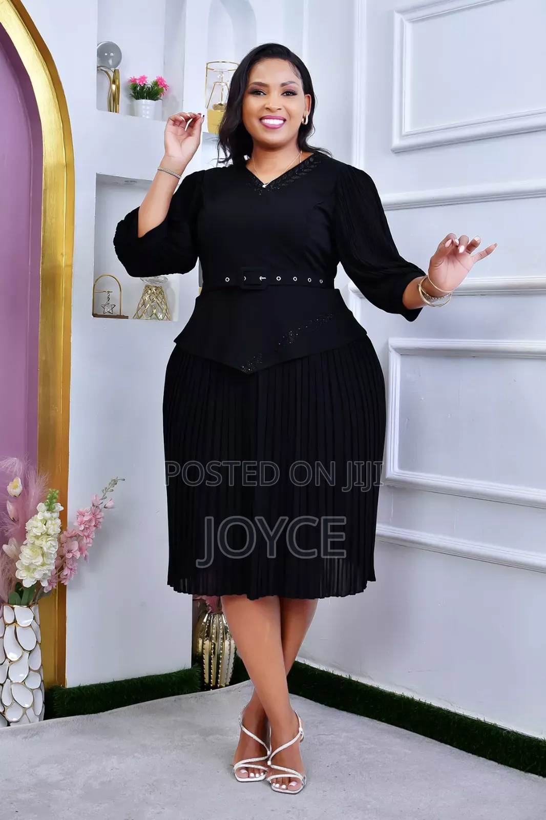 Pleated Dress With Peprum