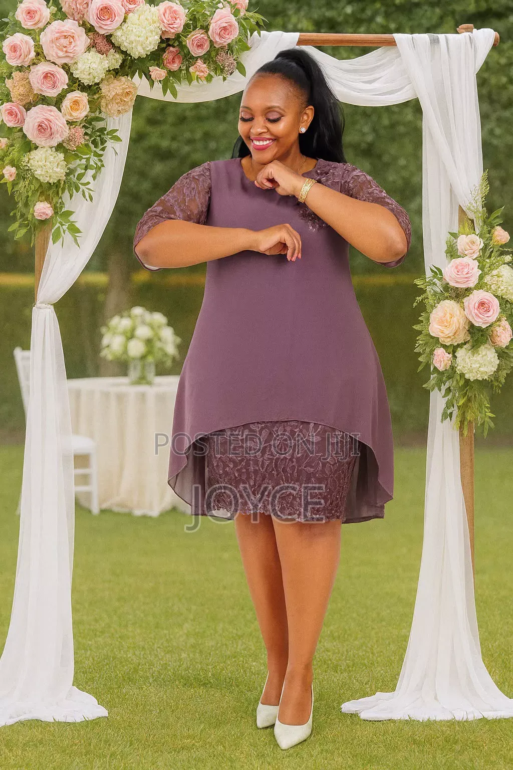 Straight Race Dress With High-Low Waterfall