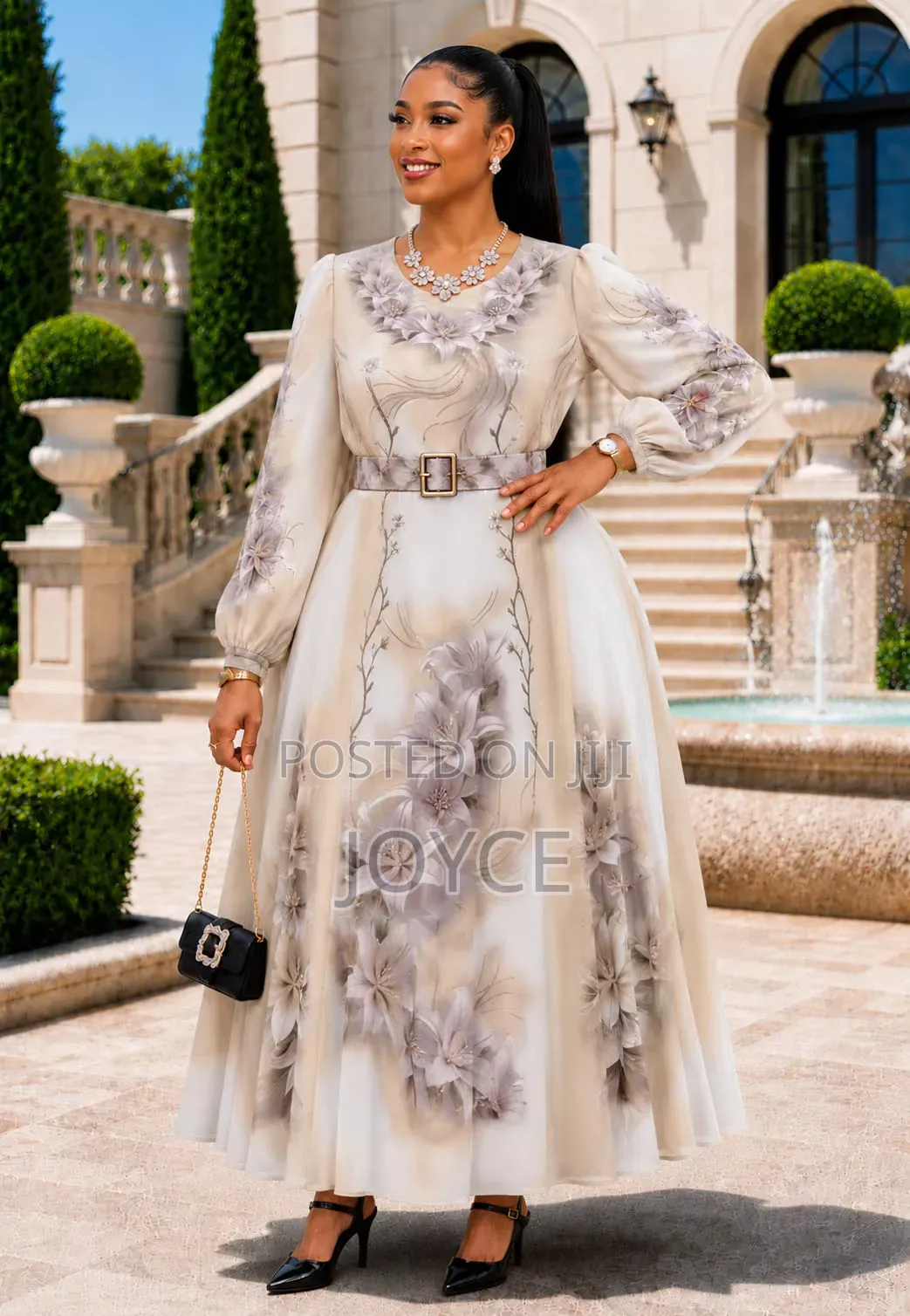 Chiffon Long Flowered Dress