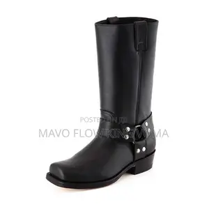 Original Biker Boots Sancho Abarca Black Leather Cowboy Boots