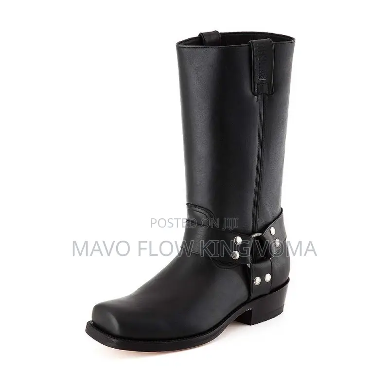 Original Biker Boots Sancho Abarca Black Leather Cowboy Boots