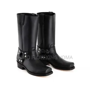 Original Biker Boots Sancho Abarca Black Leather Cowboy Boots