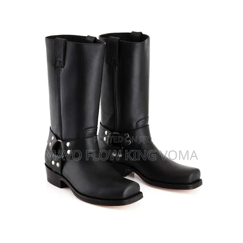 Original Biker Boots Sancho Abarca Black Leather Cowboy Boots