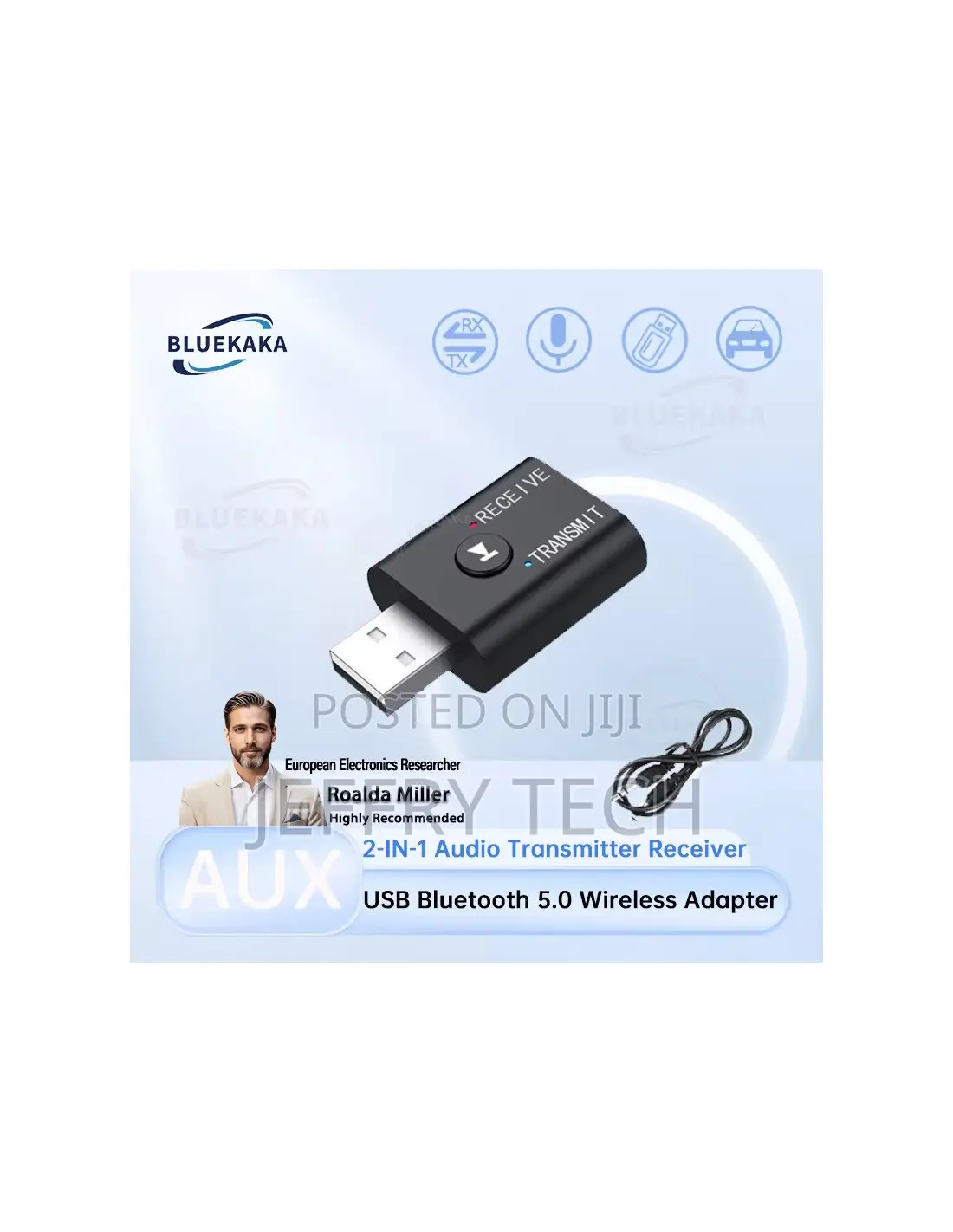 Bluetooth 5.0 Audio Receiver Transmitter USB 3.5mm Jack for TV PC Car