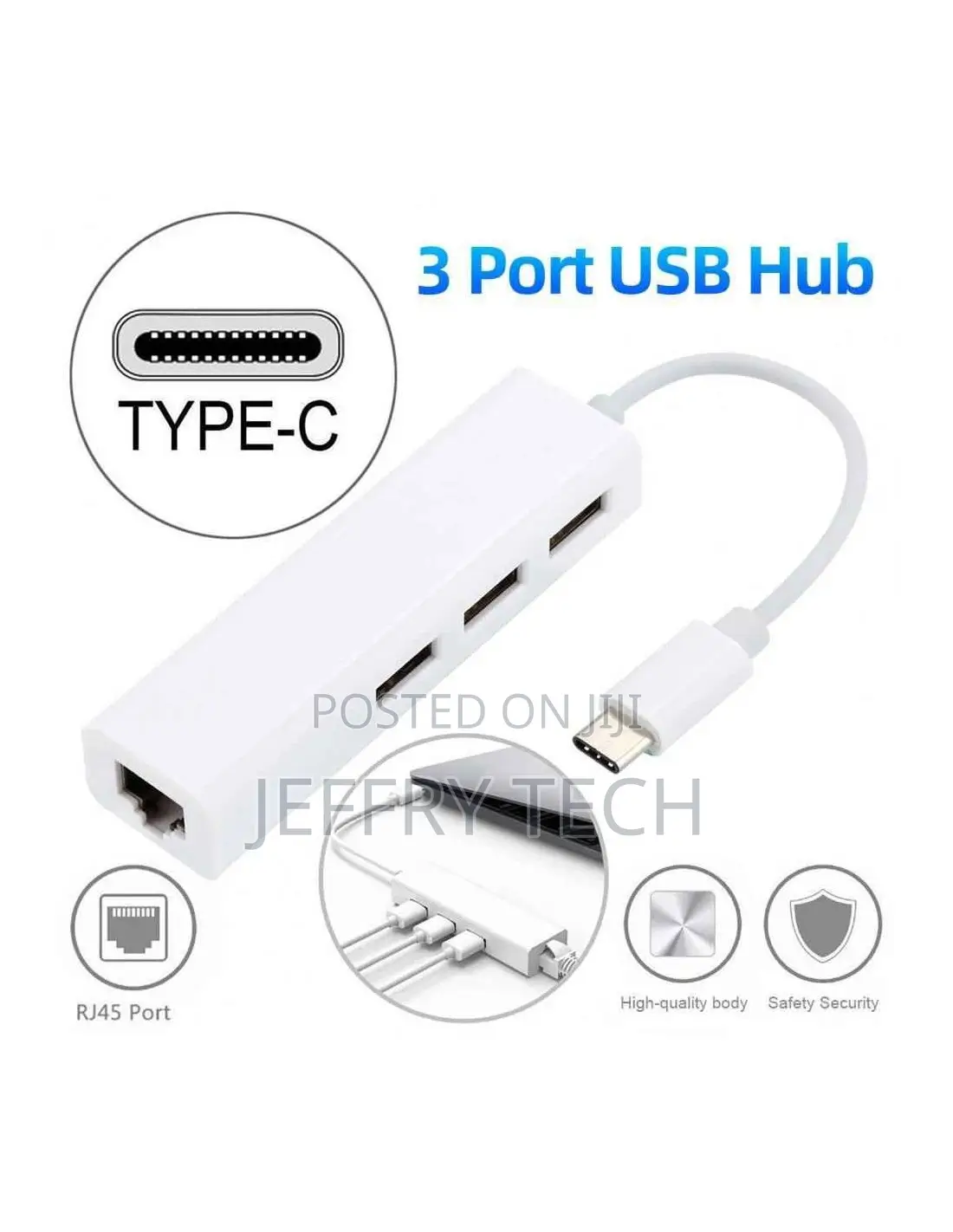 3x USB Type C Hub to Ethernet RJ45 Lan Adapter Network Card