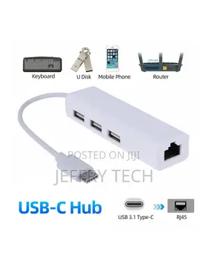 3x USB Type C Hub to Ethernet RJ45 Lan Adapter Network Card