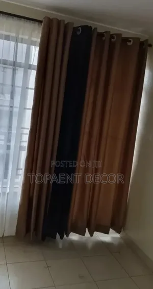 Beige and Black Colour Blend Window Curtains
