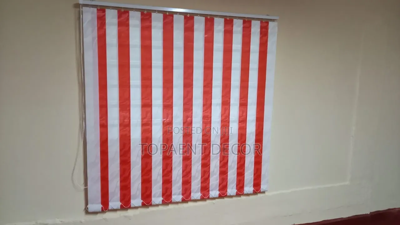 Red and White Mixture Vertical Window Blinds