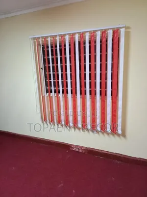 Red and White Mixture Vertical Window Blinds