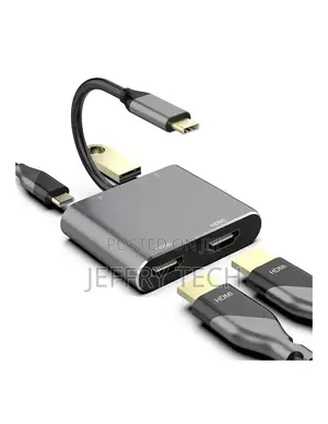USB C to Dual HDMI Adapter HDTV Multiscreen Display Converter Cable
