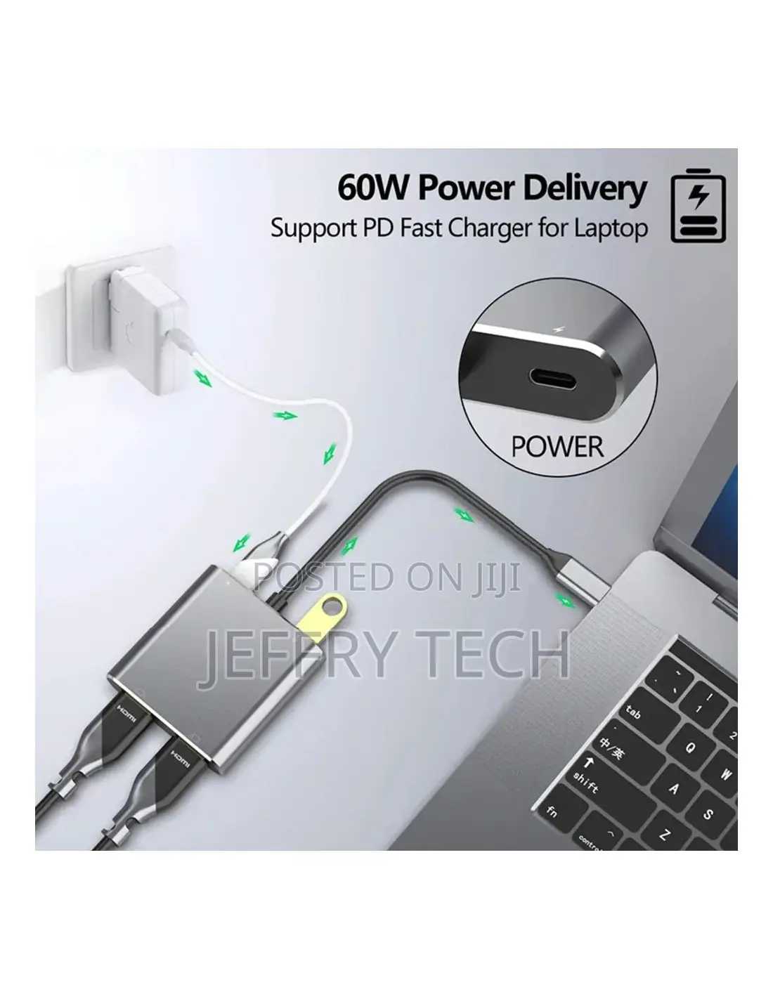 USB C to Dual HDMI Adapter HDTV Multiscreen Display Converter Cable