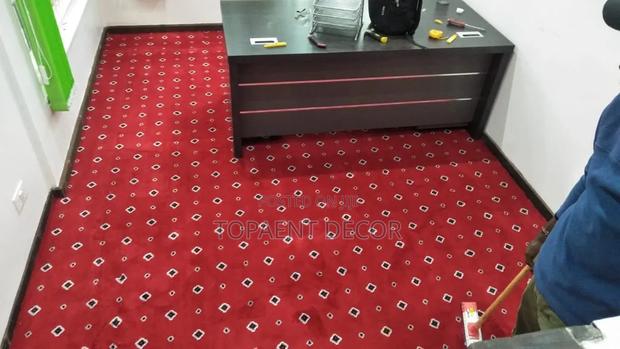 Red and Blue Flowered Office Carpets - main view